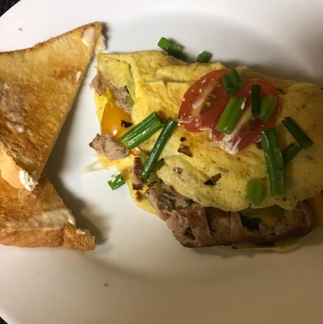 Breakfast Omelet or Burrito.